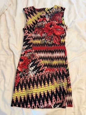 French Connection Sleeveless Midi Dress in Red, Yellow, Black